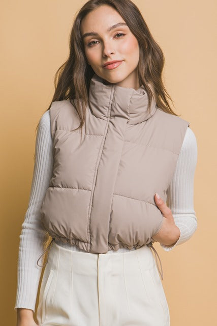 CHALECO TAUPE PUFF