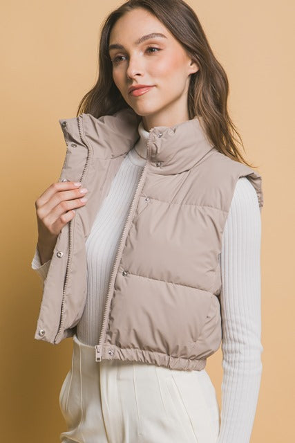 CHALECO TAUPE PUFF