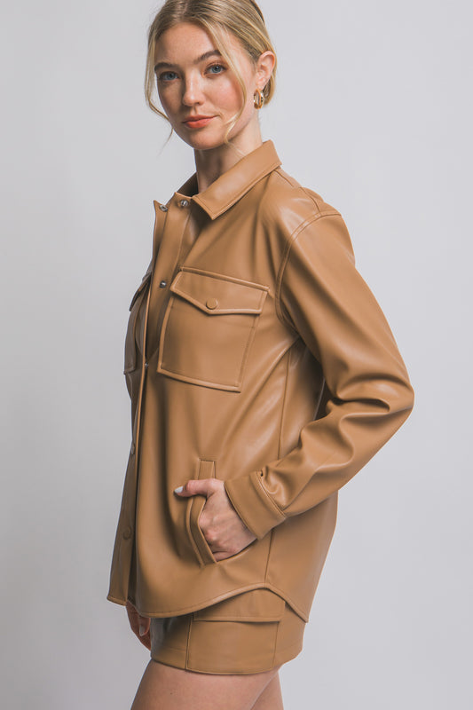 CAMISOLA VINIPIEL CAMEL